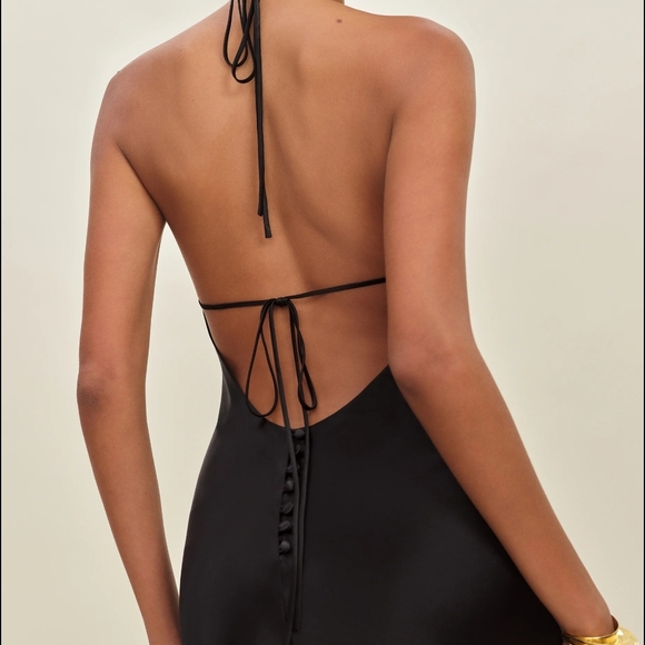 XS Reformation Black Jeany Silk Dress - Picture 5 of 9